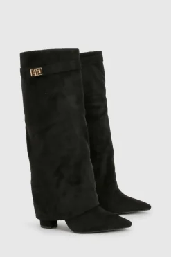 boohoo Bottes en synthétique à talons hauts, rabattables et montant jusqu'au genou< Bottes|Bottes En Daim
