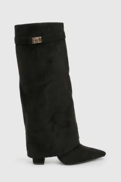 boohoo Bottes en synthétique à talons hauts, rabattables et montant jusqu'au genou< Bottes|Bottes En Daim