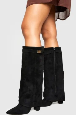 boohoo Bottes en synthétique à talons hauts, rabattables et montant jusqu'au genou< Bottes|Bottes En Daim