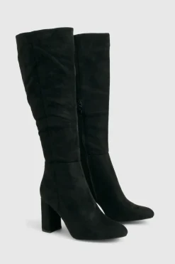 Bottes genou haut à talon bloc, coupe large