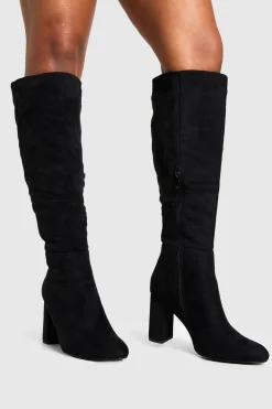 Bottes genou haut à talon bloc, coupe large