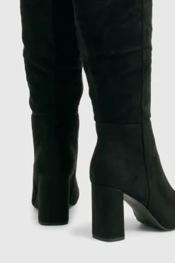 Bottes genou haut à talon bloc, coupe large
