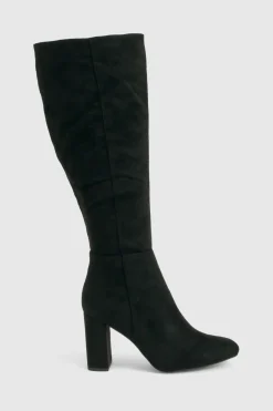 Bottes genou haut à talon bloc, coupe large
