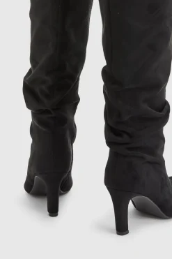 Bottes Hautes Annabelle En Synthétique Froncé À Talon Aiguille Haut