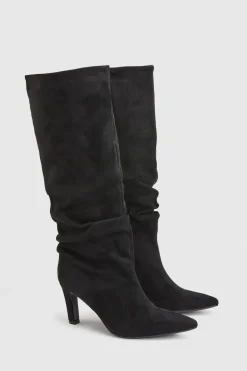 Bottes Hautes Annabelle En Synthétique Froncé À Talon Aiguille Haut