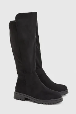 Bottes Hautes Au Genou En Synthétiquecuir Extensible Coupe Large Bank