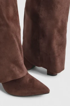 boohoo Bottes Hautes au Genou en synthétique avec Revers et Boucles< Looks Chocolat|Bottes
