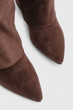 boohoo Bottes Hautes au Genou en synthétique avec Revers et Boucles< Looks Chocolat|Bottes