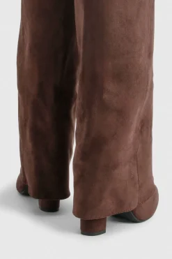 boohoo Bottes Hautes au Genou en synthétique avec Revers et Boucles< Looks Chocolat|Bottes