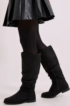Bottes Hautes au Genou Plissées en synthétique Plates Karina Coupe Large
