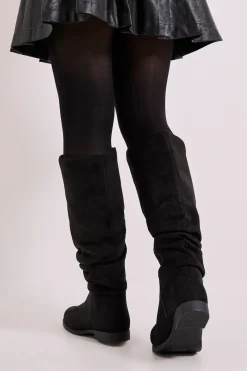 Bottes Hautes au Genou Plissées en synthétique Plates Karina Coupe Large