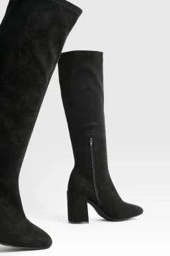 boohoo Bottes Hautes Au Genou Stretch Coupe Large< Bottes|Bottes Hautes