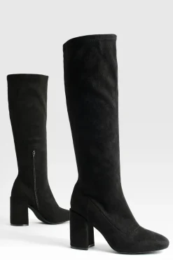 boohoo Bottes Hautes Au Genou Stretch Coupe Large< Bottes|Bottes Hautes