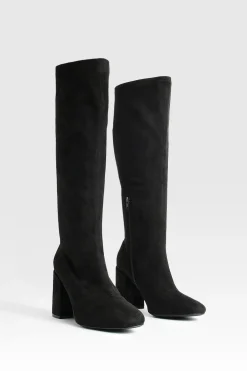 boohoo Bottes Hautes Au Genou Stretch Coupe Large< Bottes|Bottes Hautes