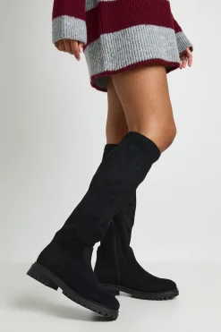 Bottes Hautes Au Genou Stretch À Enfiler Coupe Large