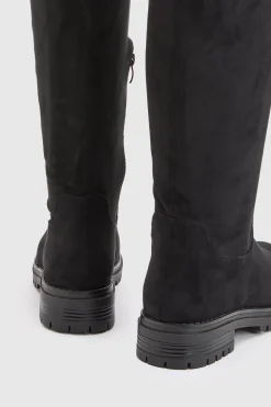 Bottes Hautes Au Genou Stretch À Enfiler Coupe Large