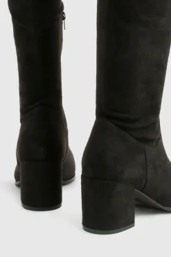 Bottes Hautes au Genou à Talon Bloc en synthétique Coupe Large