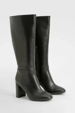 boohoo Bottes Hautes Au Genou À Talon Bloc Coupe Large< Bottes|Bottes Hautes