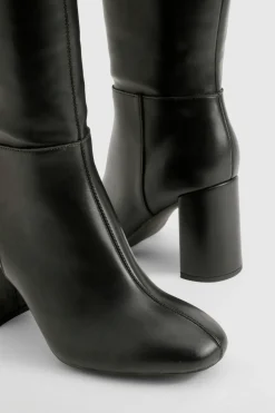 boohoo Bottes Hautes Au Genou À Talon Bloc Coupe Large< Bottes|Bottes Hautes