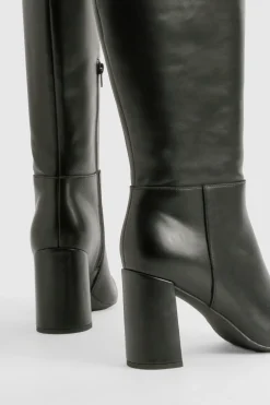 boohoo Bottes Hautes Au Genou À Talon Bloc Coupe Large< Bottes|Bottes Hautes