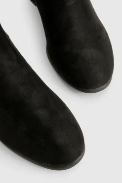 Bottes Hautes Au Genou À Talon Bloc Bas En Synthétique Avec Enfilage