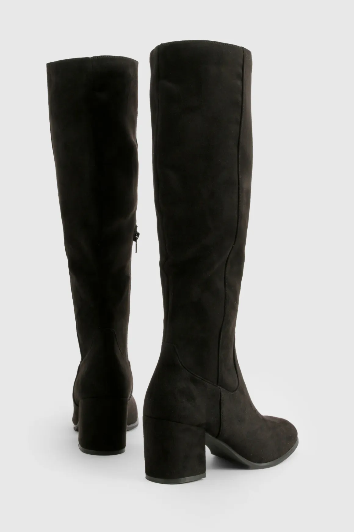 Bottes Hautes Au Genou À Talon Bloc Bas En Synthétique Avec Enfilage