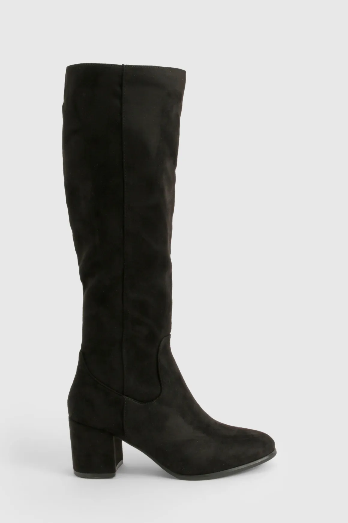 Bottes Hautes Au Genou À Talon Bloc Bas En Synthétique Avec Enfilage