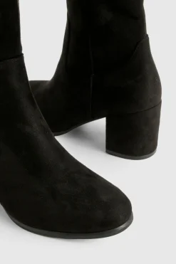 Bottes Hautes Au Genou À Talon Bloc Bas En Synthétique Avec Enfilage
