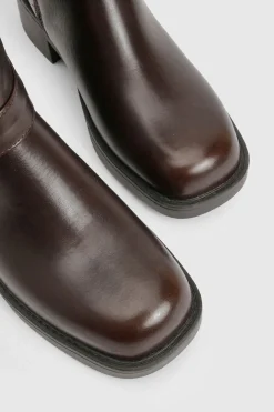 boohoo Bottes Hautes à Bout Carré Épais< Bottes|Bottes Hautes