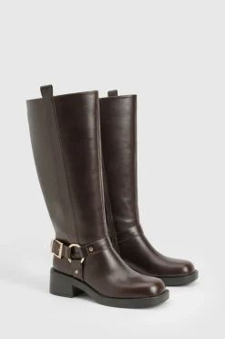 boohoo Bottes Hautes à Bout Carré Épais< Bottes|Bottes Hautes