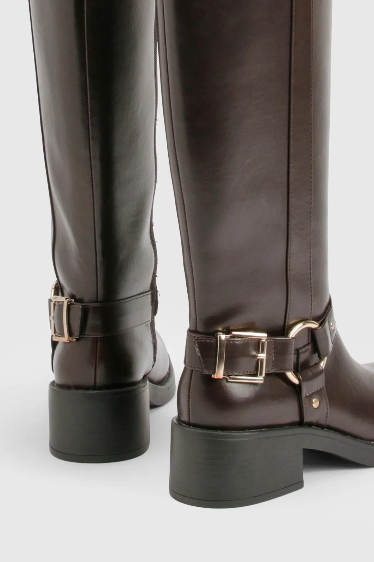 boohoo Bottes Hautes à Bout Carré Épais< Bottes|Bottes Hautes