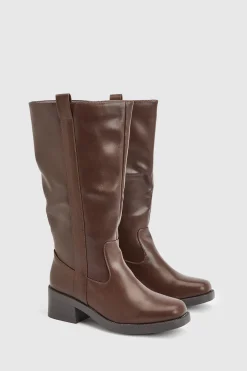 Bottes Hautes Casual À Détail Patte Coupe Large