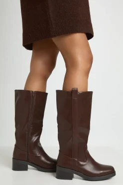 Bottes Hautes Casual À Détail Patte Coupe Large
