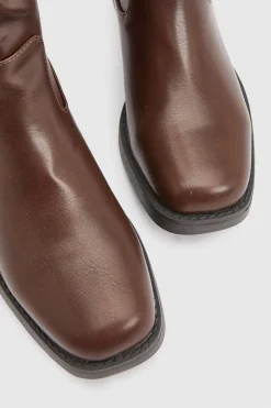 Bottes Hautes Casual À Détail Patte Coupe Large