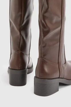 Bottes Hautes Casual À Détail Patte Coupe Large