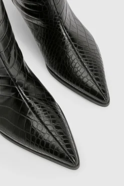 boohoo Bottes Hautes Colonne À Petit Talon Aiguille Effet Croco< Bottes|Bottes Hautes