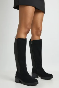 Bottes Hautes À Coupe Large Avec Détails De Panneaux En Synthétique Et Semelle Épaisse