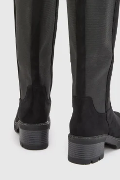 Bottes Hautes À Coupe Large Avec Détails De Panneaux En Synthétique Et Semelle Épaisse