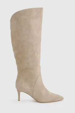 boohoo Bottes Hautes Coupe Large En Synthétique Avec Design Courbé< Bottes|Bottes En Daim