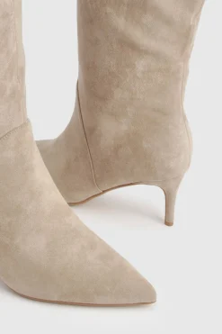 boohoo Bottes Hautes Coupe Large En Synthétique Avec Design Courbé< Bottes|Bottes En Daim