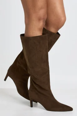 Bottes Hautes Coupe Large À Talon Aiguille Mi-haut Et Silhouette Colonne