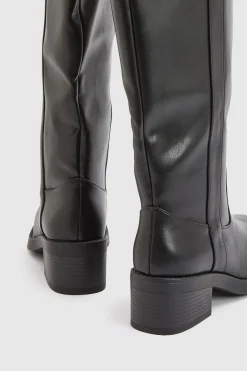 Bottes Hautes Décontractées À Détail Patte Coupe Large