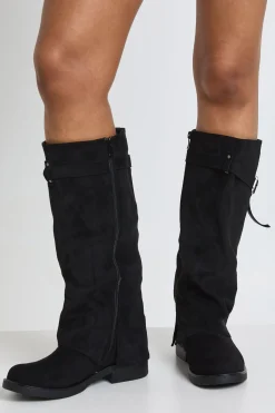 boohoo Bottes Hautes À Détail Boucle Avec Revers Pliable< Bottes|Bottes Hautes