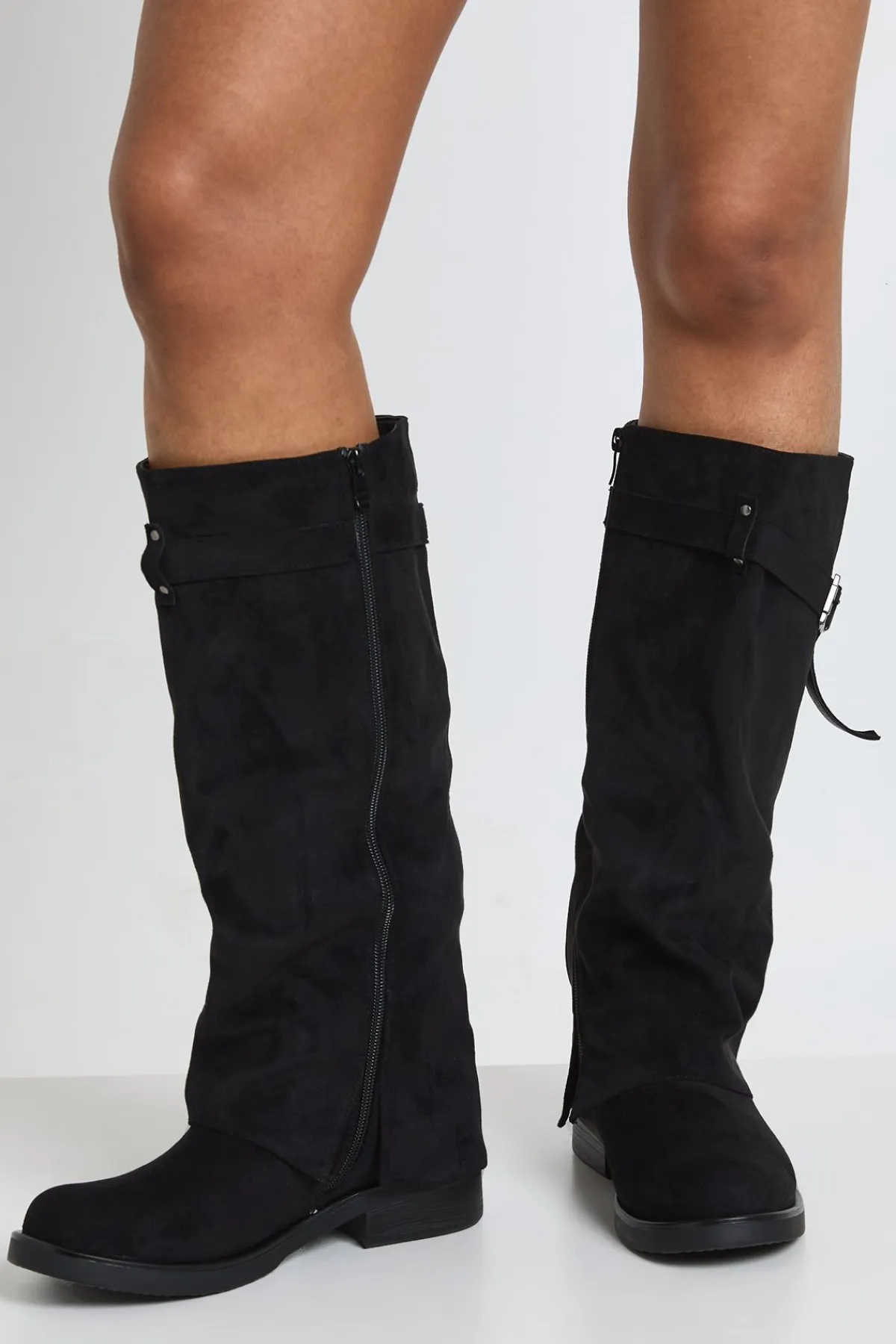 boohoo Bottes Hautes À Détail Boucle Avec Revers Pliable< Bottes|Bottes Hautes