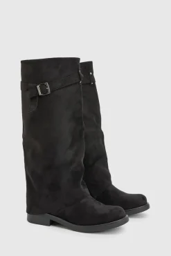 boohoo Bottes Hautes À Détail Boucle Avec Revers Pliable< Bottes|Bottes Hautes