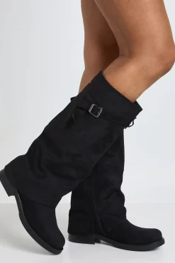 boohoo Bottes Hautes À Détail Boucle Avec Revers Pliable< Bottes|Bottes Hautes