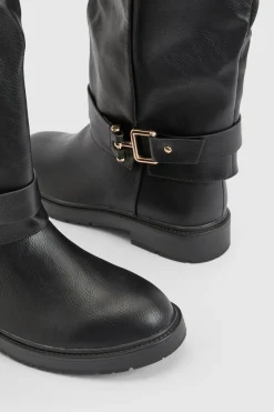 Bottes Hautes À Détail Boucle Et Semelle Épaisse