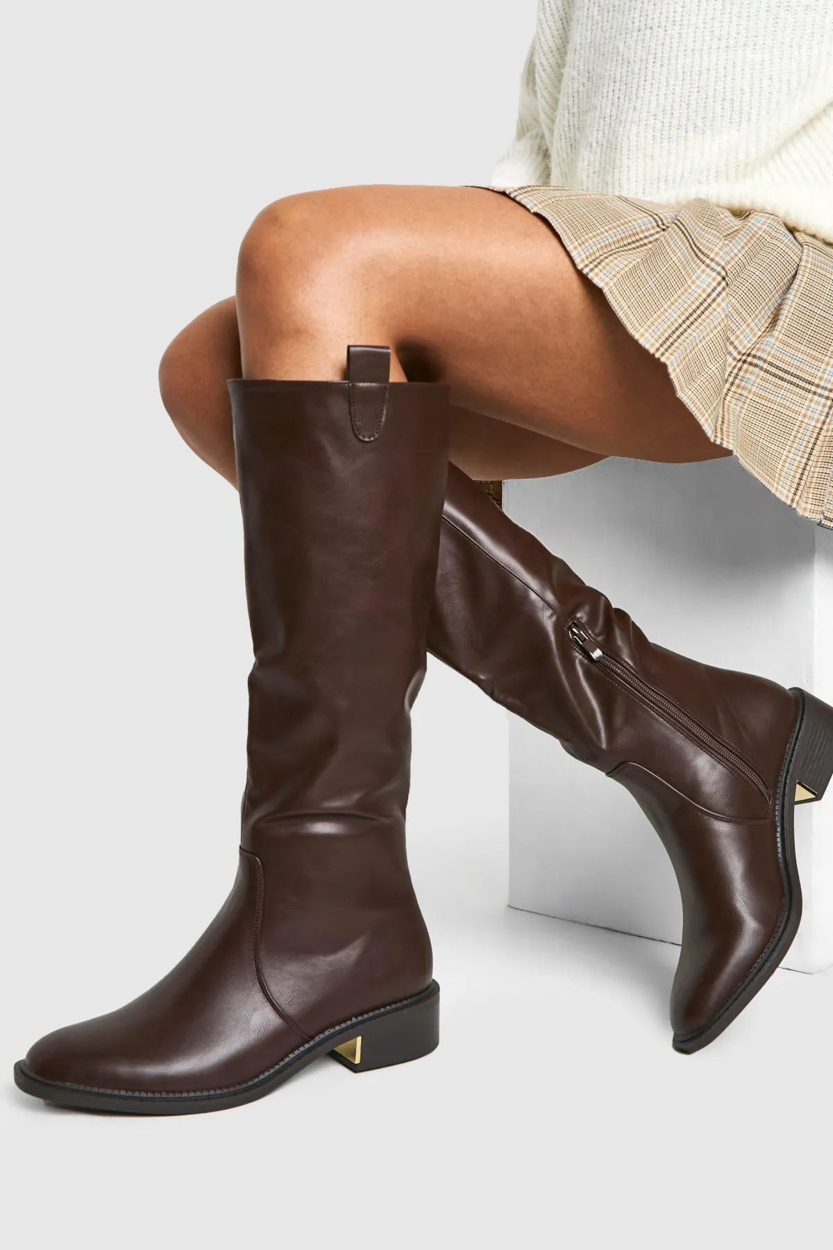 boohoo Bottes hautes à détail contrastant - Pointure large< Bottes|Bottes Hautes