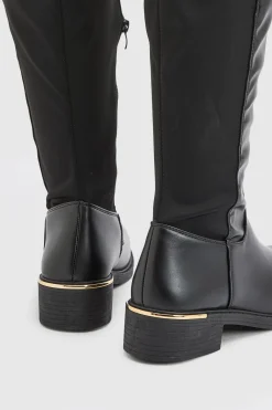 boohoo Bottes Hautes À Détail De Panneau Et Semelle Épaisse< Bottes|Bottes Hautes