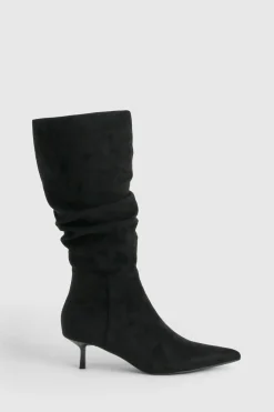 boohoo Bottes Hautes À Effet Daim Froncé< Bottes|Bottes En Daim